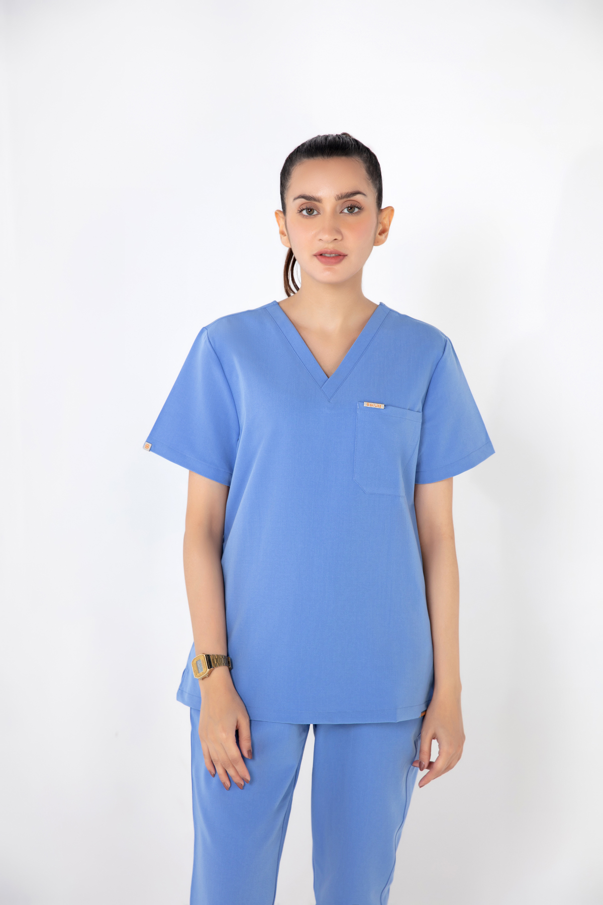 Kaizen V Neck One Pocket Scrub Top For Womens